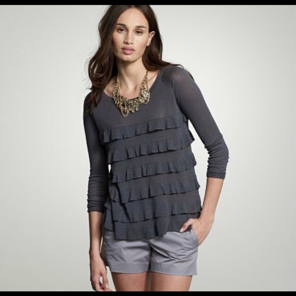 J.Crew Ruffle cotton wool blend sweater